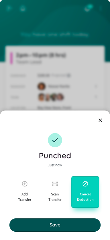 Punch flow — confirmation and quick follow-up actions.